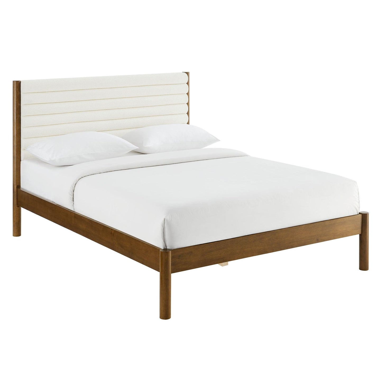Olea Channel Tufted Boucle Solid Wood Full Platform Bed by Modway FredCo