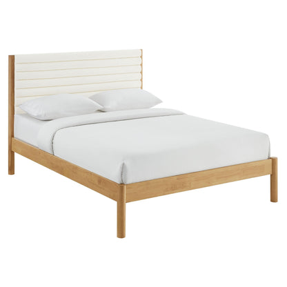 Olea Channel Tufted Boucle Solid Wood King Platform Bed by Modway FredCo