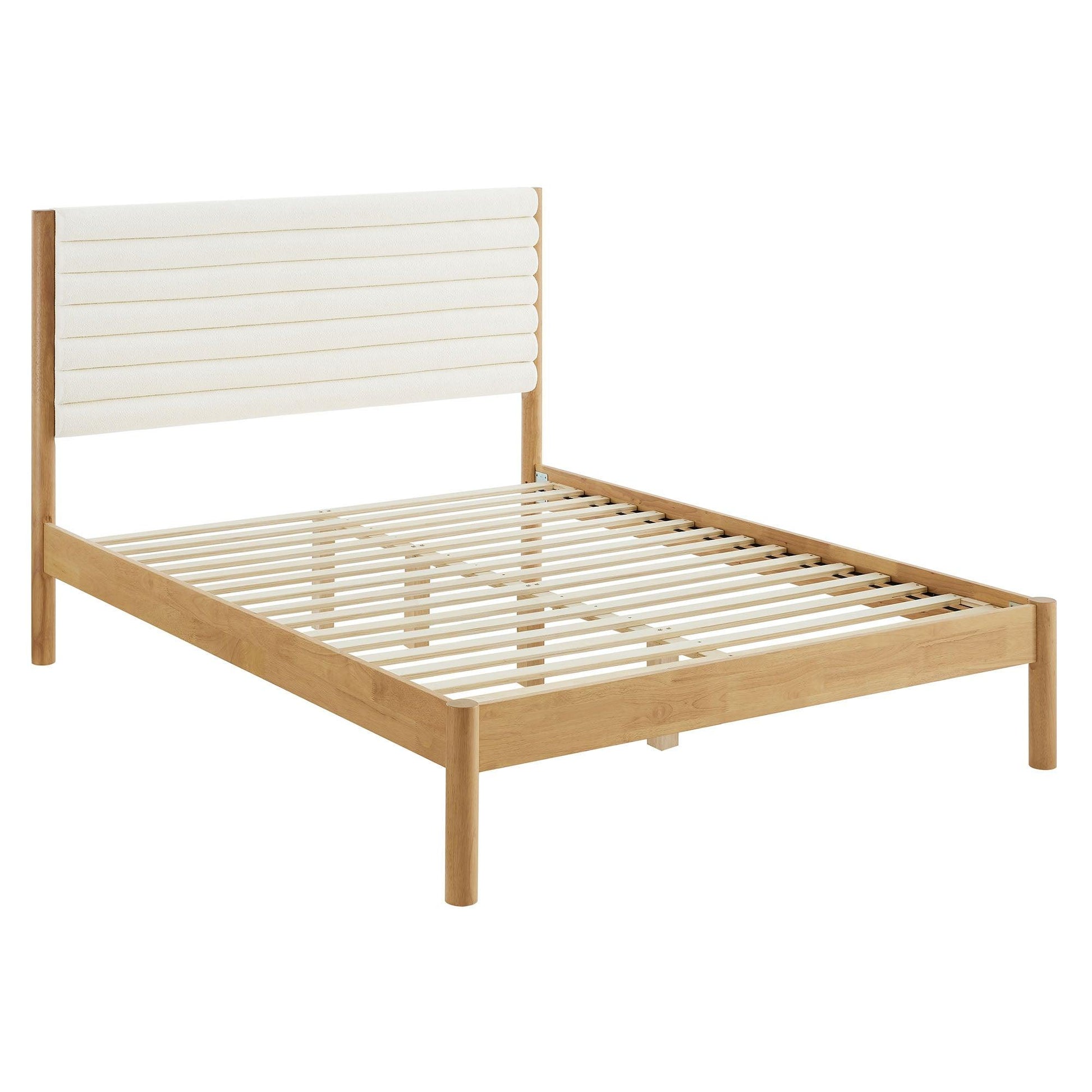 Olea Channel Tufted Boucle Solid Wood King Platform Bed by Modway FredCo