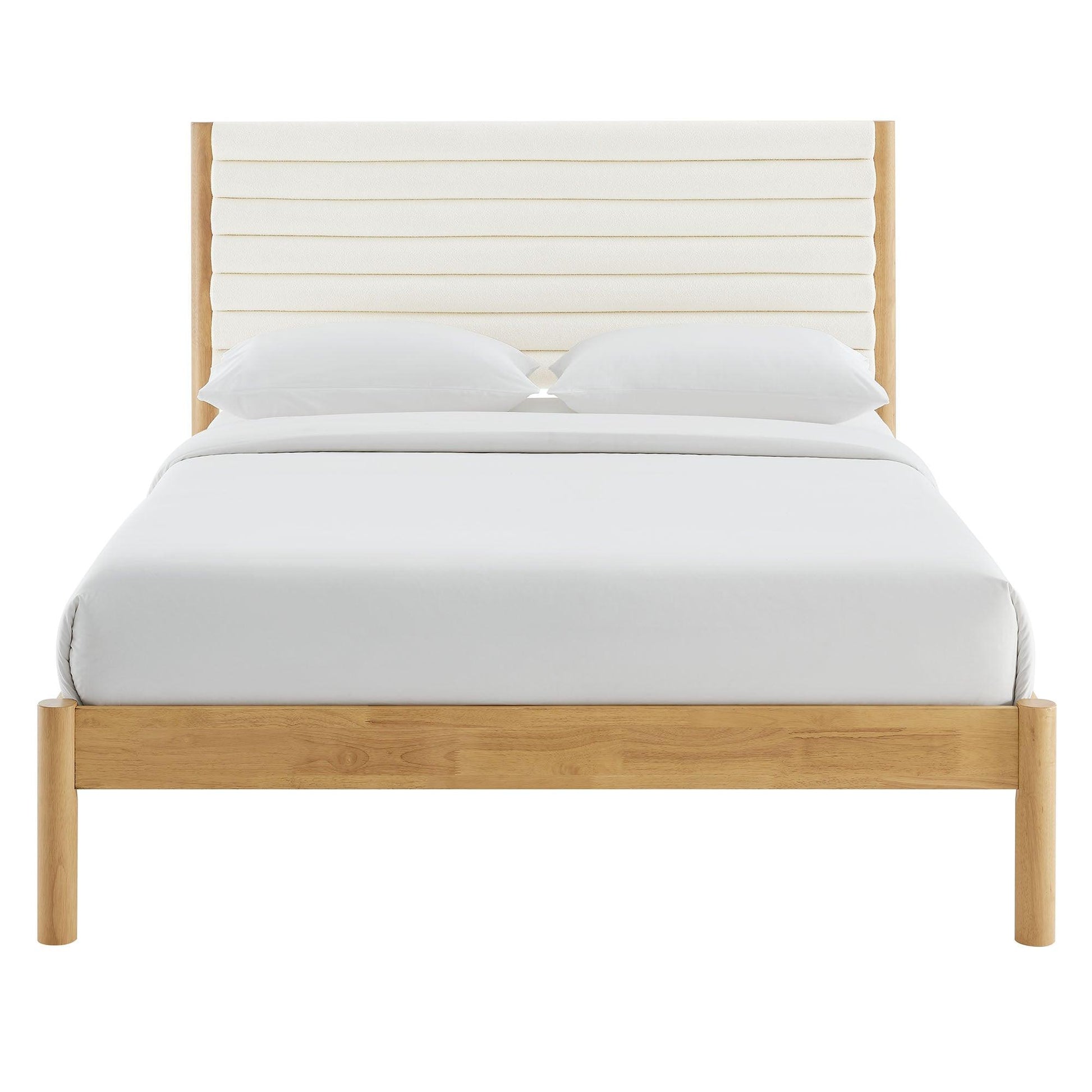 Olea Channel Tufted Boucle Solid Wood King Platform Bed by Modway FredCo