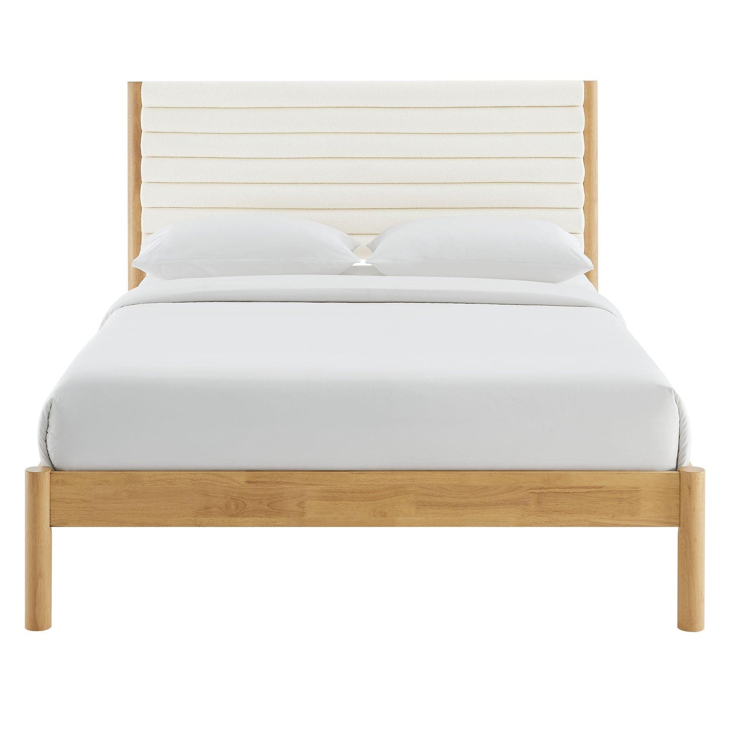 Olea Channel Tufted Boucle Solid Wood Queen Platform Bed by Modway FredCo