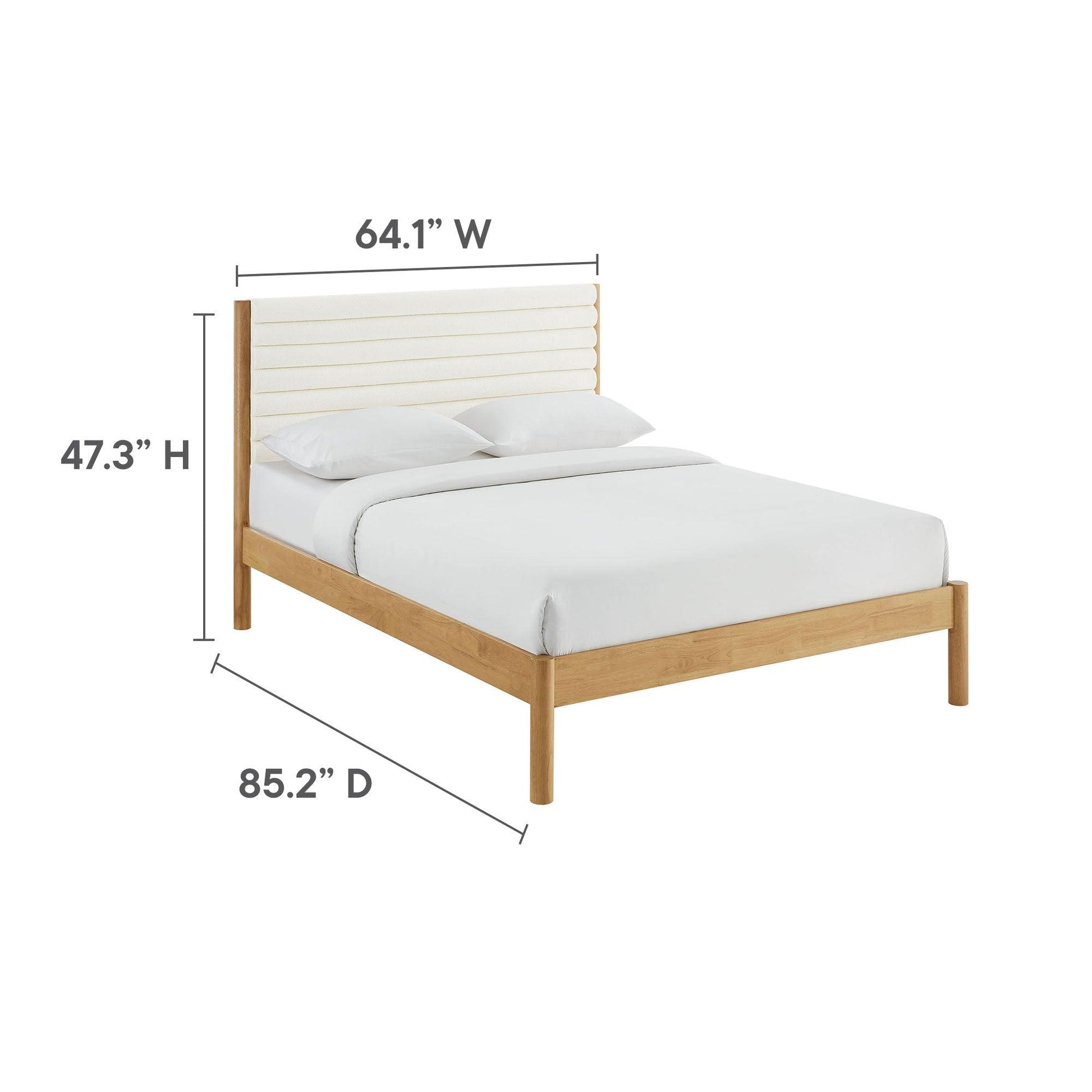 Olea Channel Tufted Boucle Solid Wood Queen Platform Bed by Modway FredCo