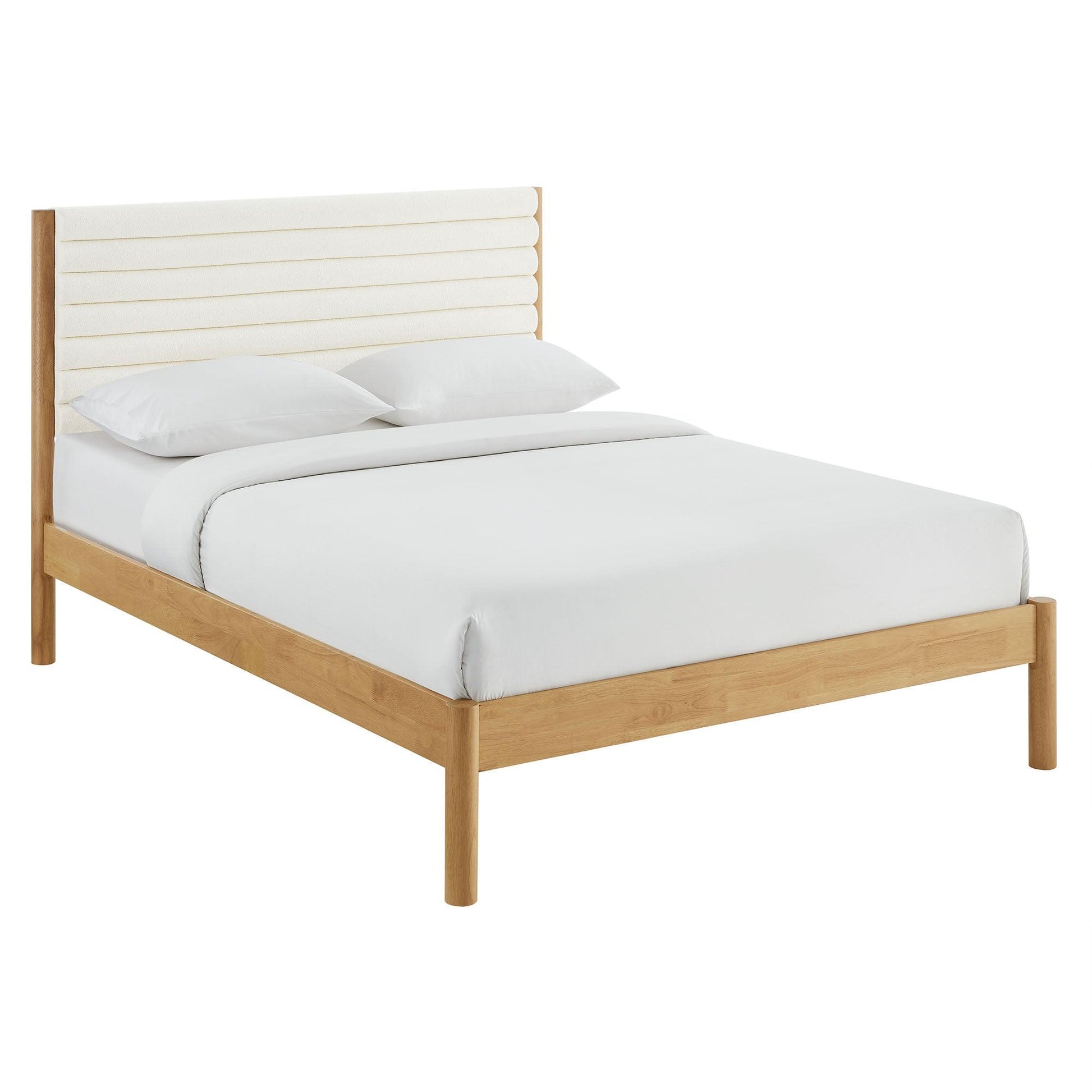 Olea Channel Tufted Boucle Solid Wood Queen Platform Bed by Modway FredCo