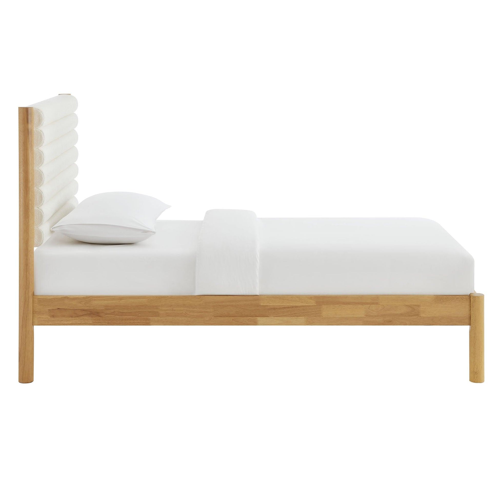 Olea Channel Tufted Boucle Solid Wood Twin Platform Bed by Modway FredCo