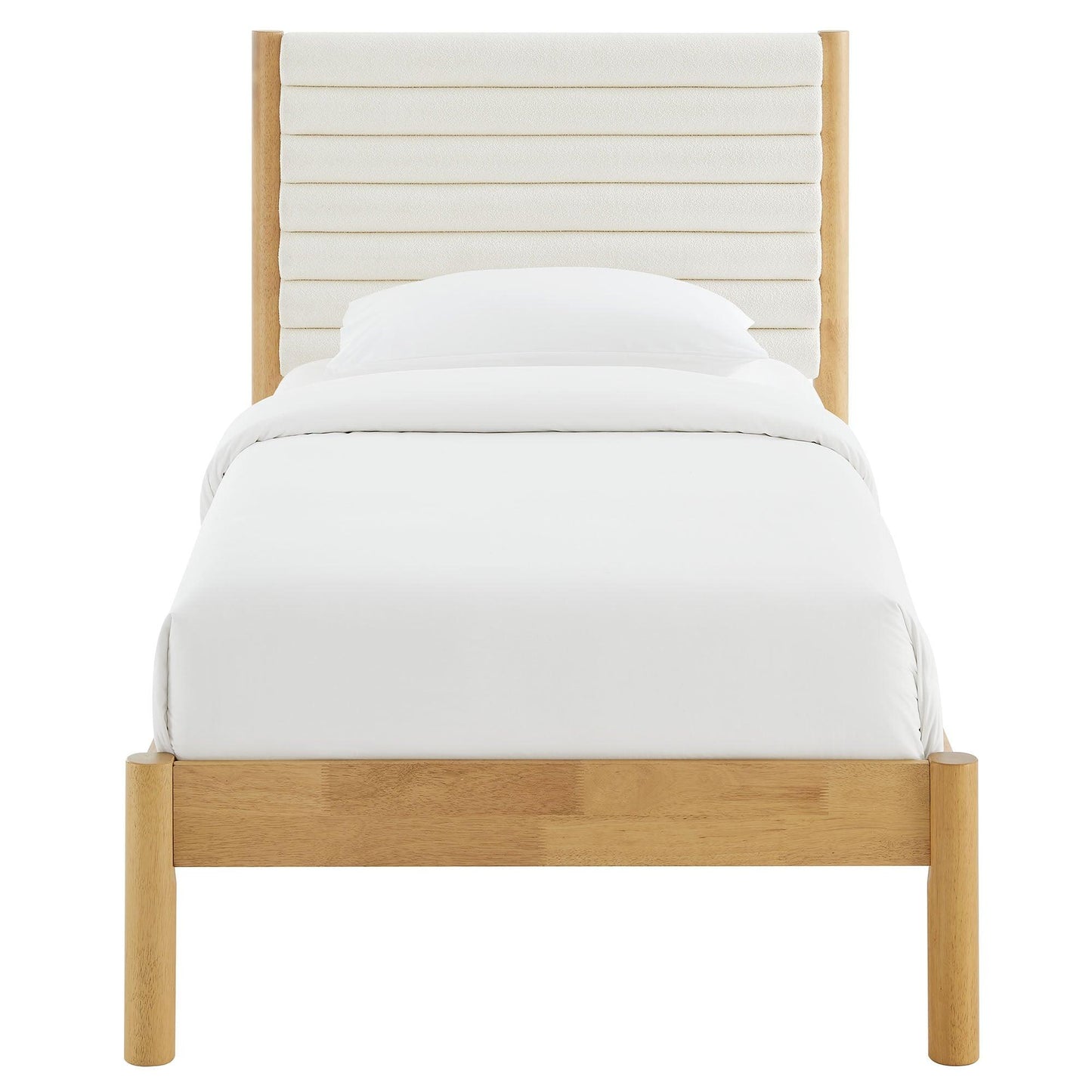 Olea Channel Tufted Boucle Solid Wood Twin Platform Bed by Modway FredCo