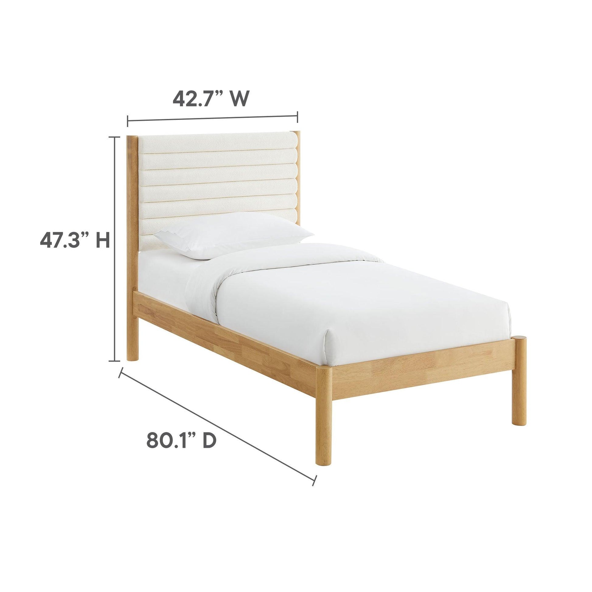 Olea Channel Tufted Boucle Solid Wood Twin Platform Bed by Modway FredCo