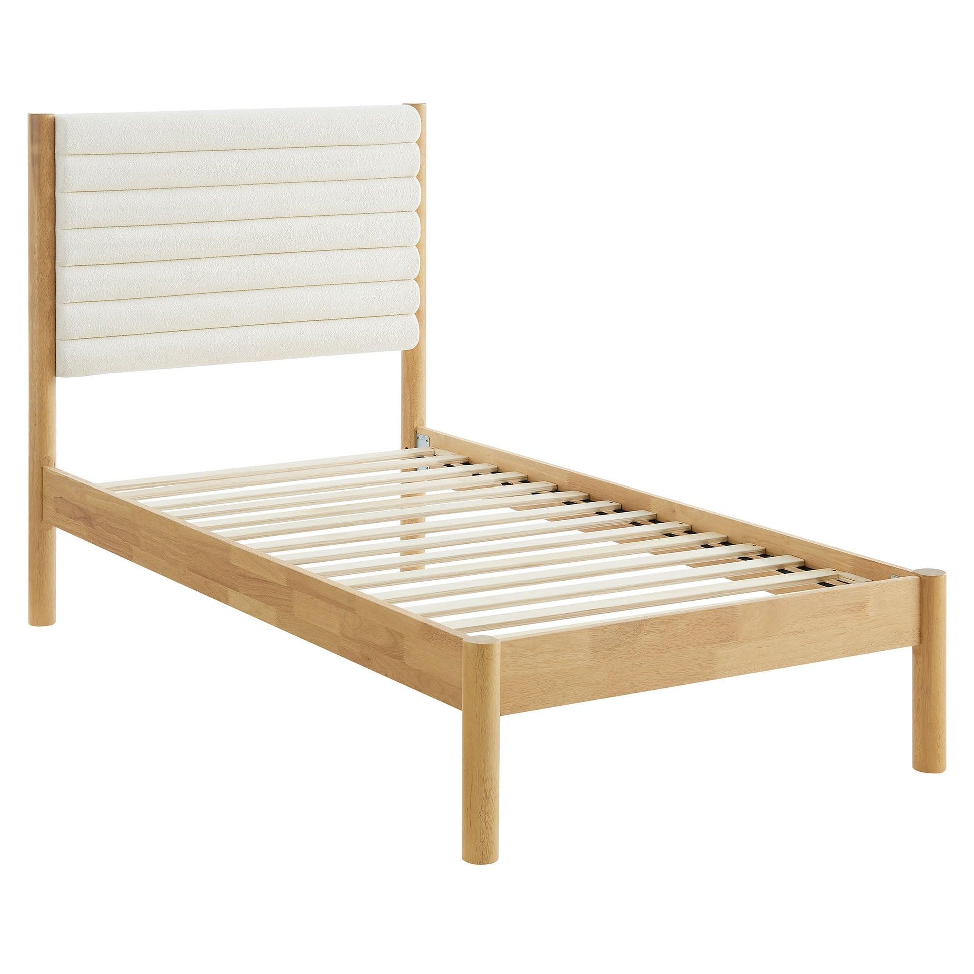 Olea Channel Tufted Boucle Solid Wood Twin Platform Bed by Modway FredCo
