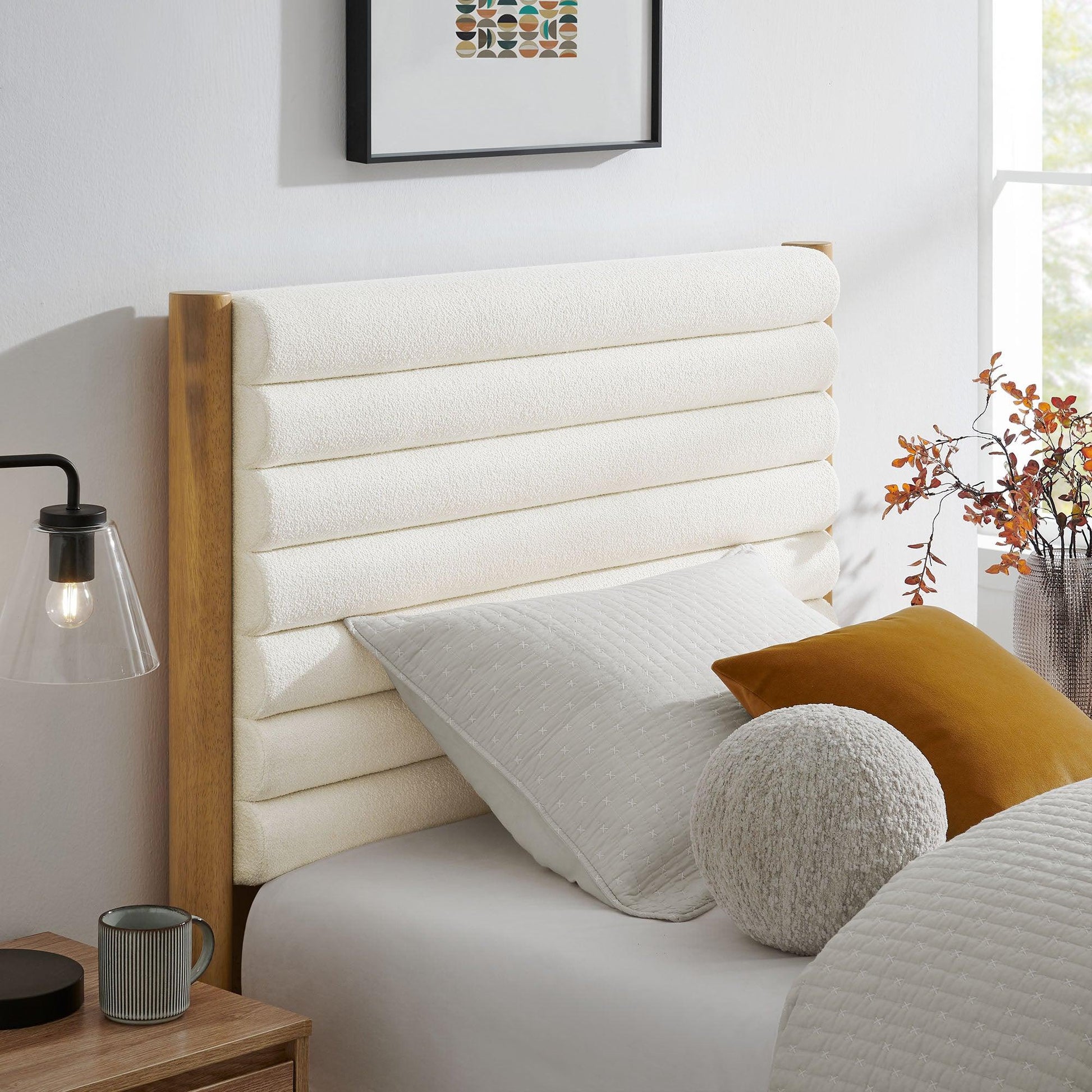Olea Channel Tufted Boucle Solid Wood Twin Platform Bed by Modway FredCo