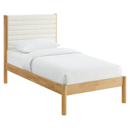 Olea Channel Tufted Boucle Solid Wood Twin Platform Bed by Modway FredCo