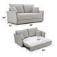 Oren Gray Chenille Sleeper Sectional Sofa w/ Storage & 2 Toss Pillows FredCo