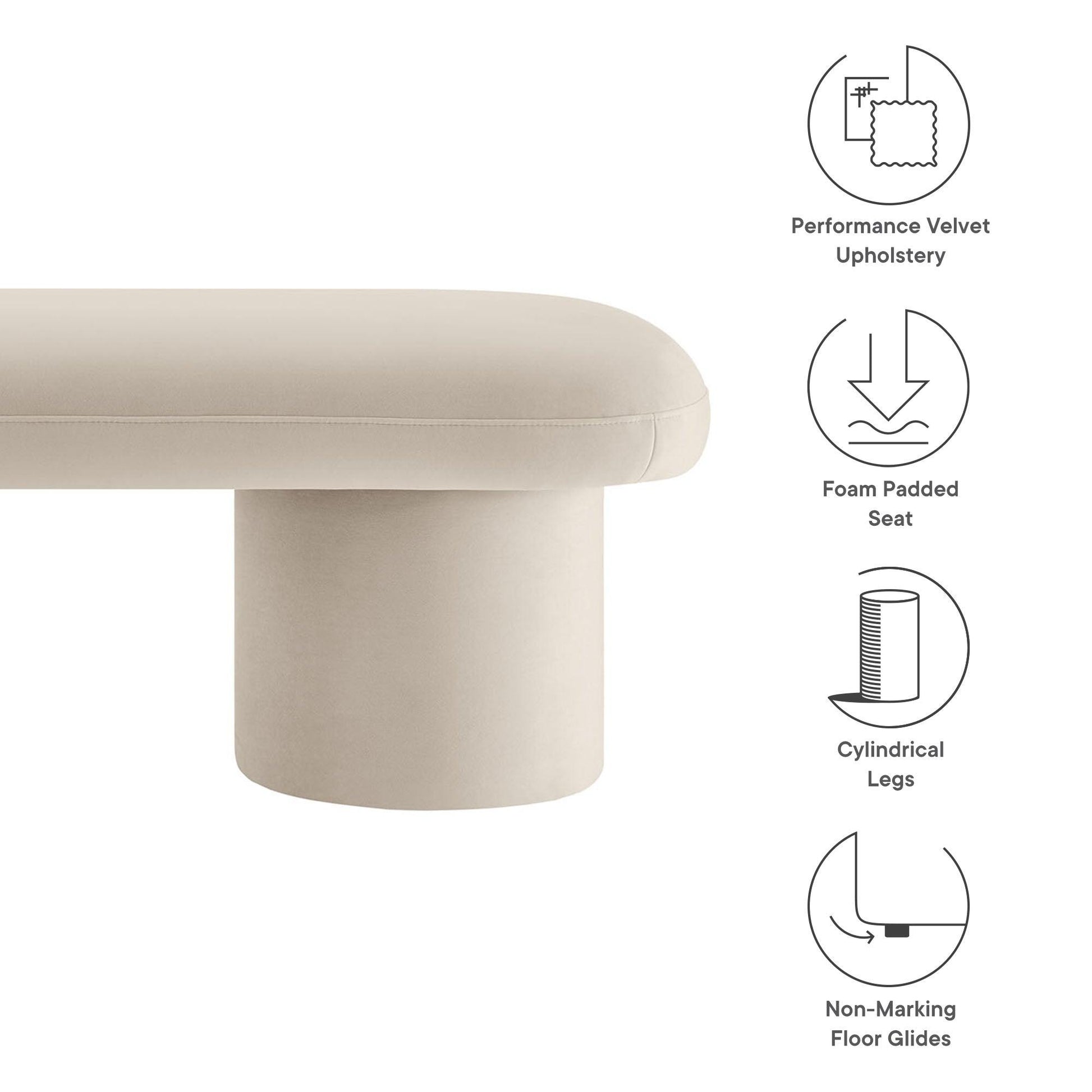 Orla Performance Velvet Bench by Modway FredCo