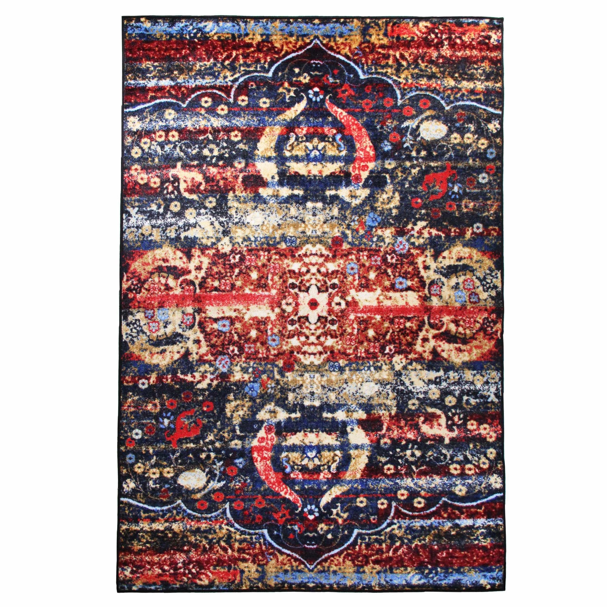 Oswell Non-Slip Foldable Vintage Damask Rug FredCo