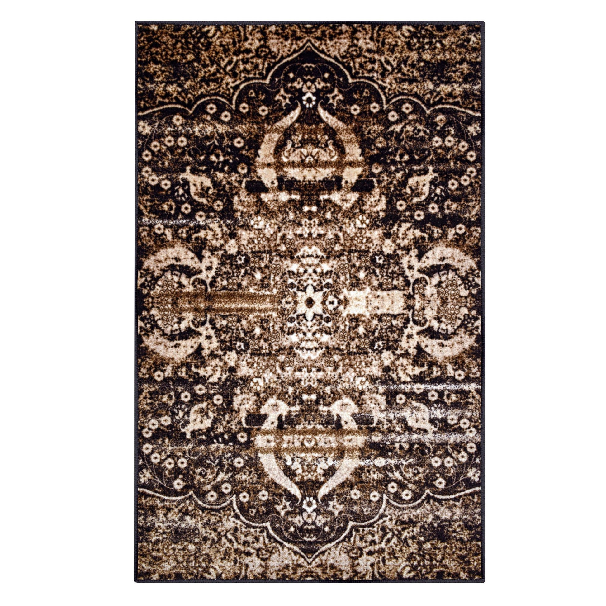Oswell Non-Slip Foldable Vintage Damask Rug FredCo