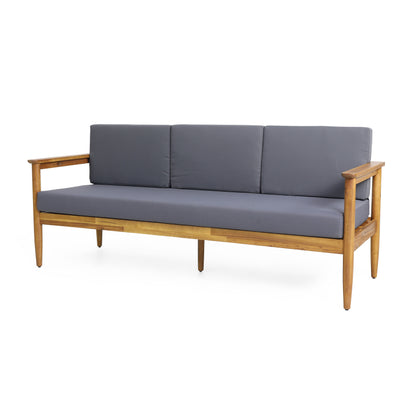 Modern wooden sofa with gray cushions, FredCo International home furniture