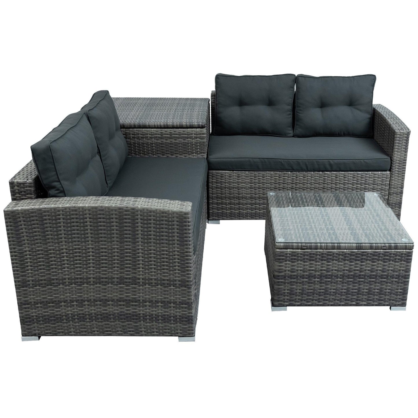 Outdoor Sofa Seating Group with Rattan Storage Box FredCo