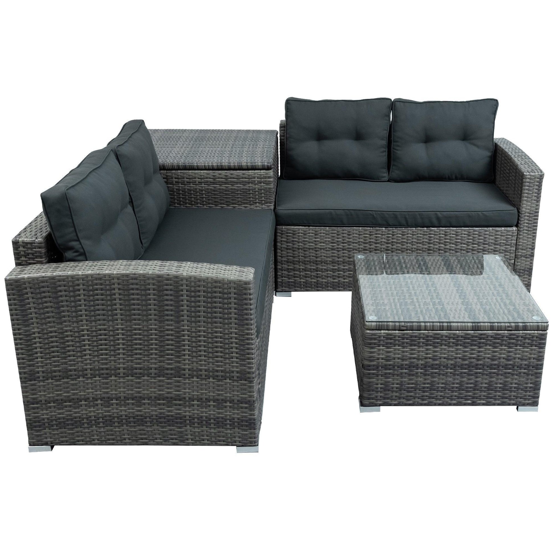 Outdoor Sofa Seating Group with Rattan Storage Box FredCo