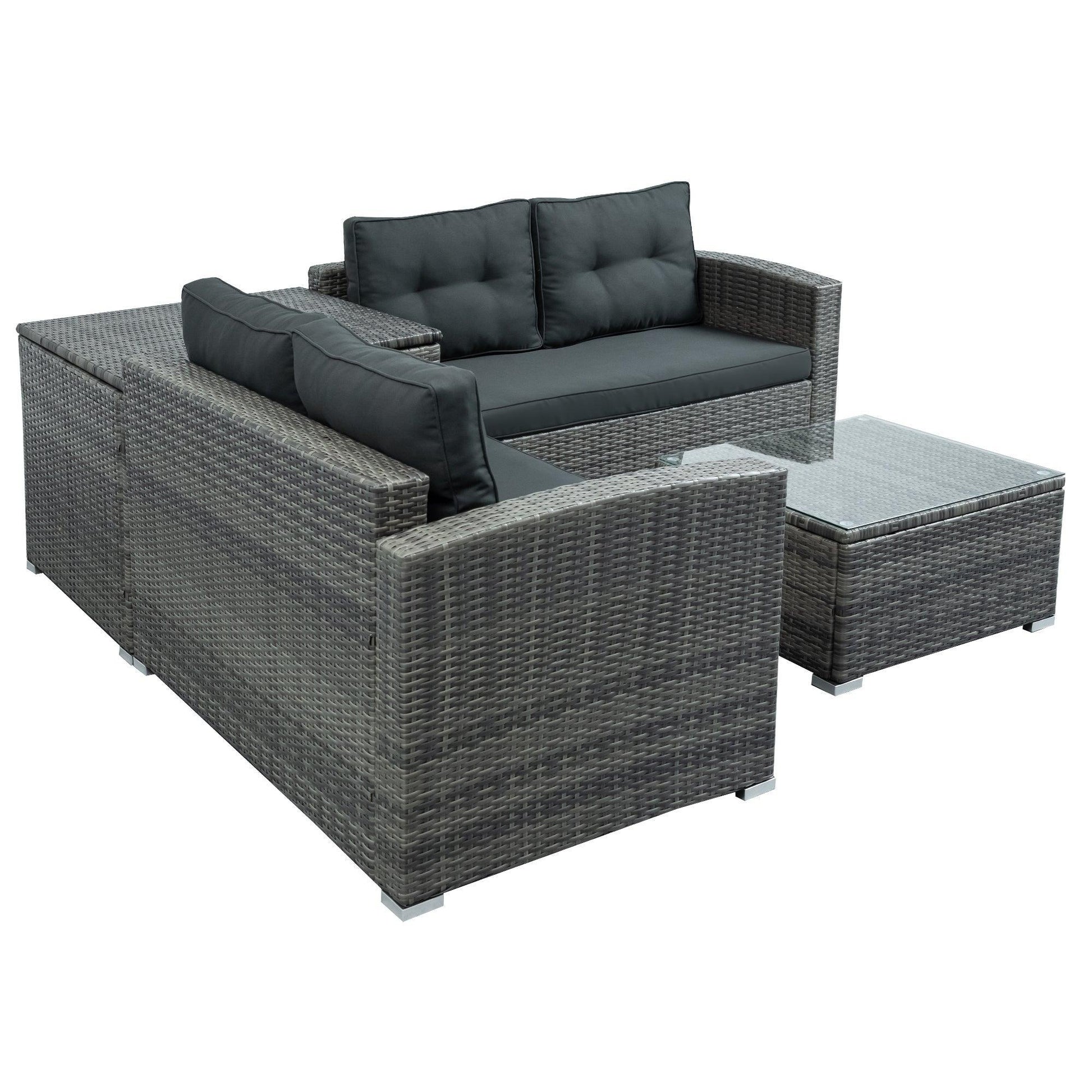 Outdoor Sofa Seating Group with Rattan Storage Box FredCo