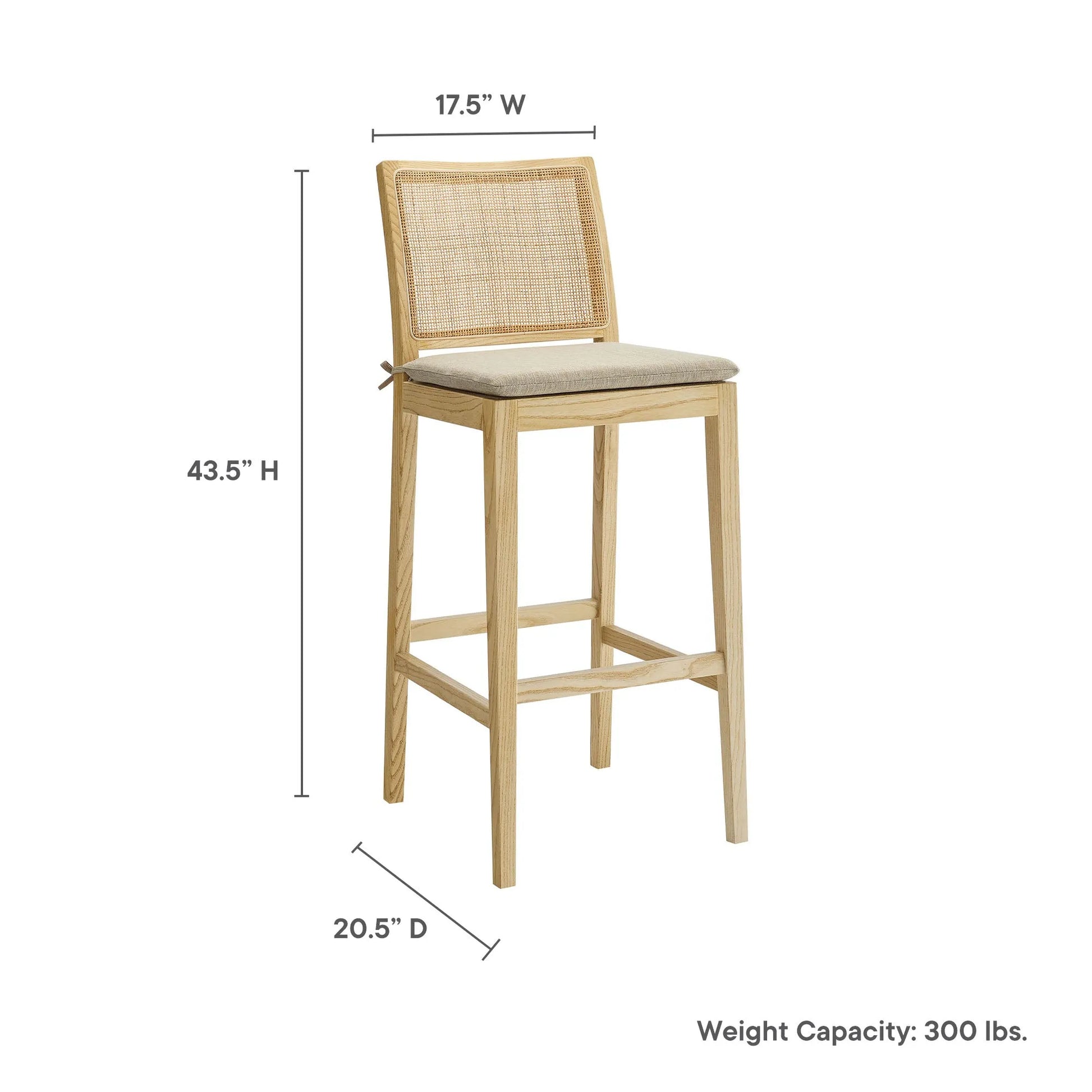 Ovard Wood and Rattan Bar Stool by Modway EEI-7289 FredCo
