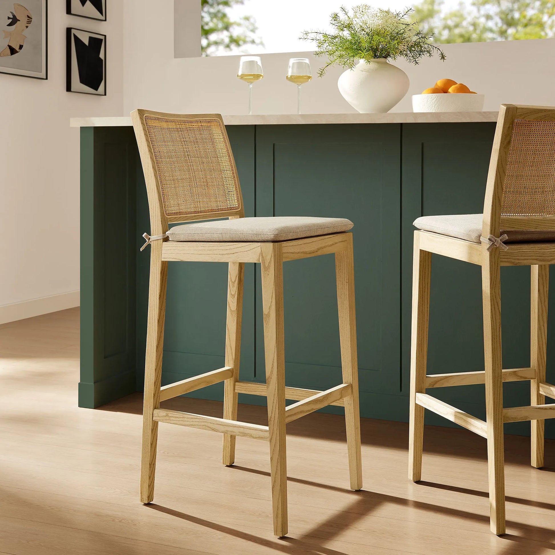 Ovard Wood and Rattan Bar Stool by Modway EEI-7289 FredCo