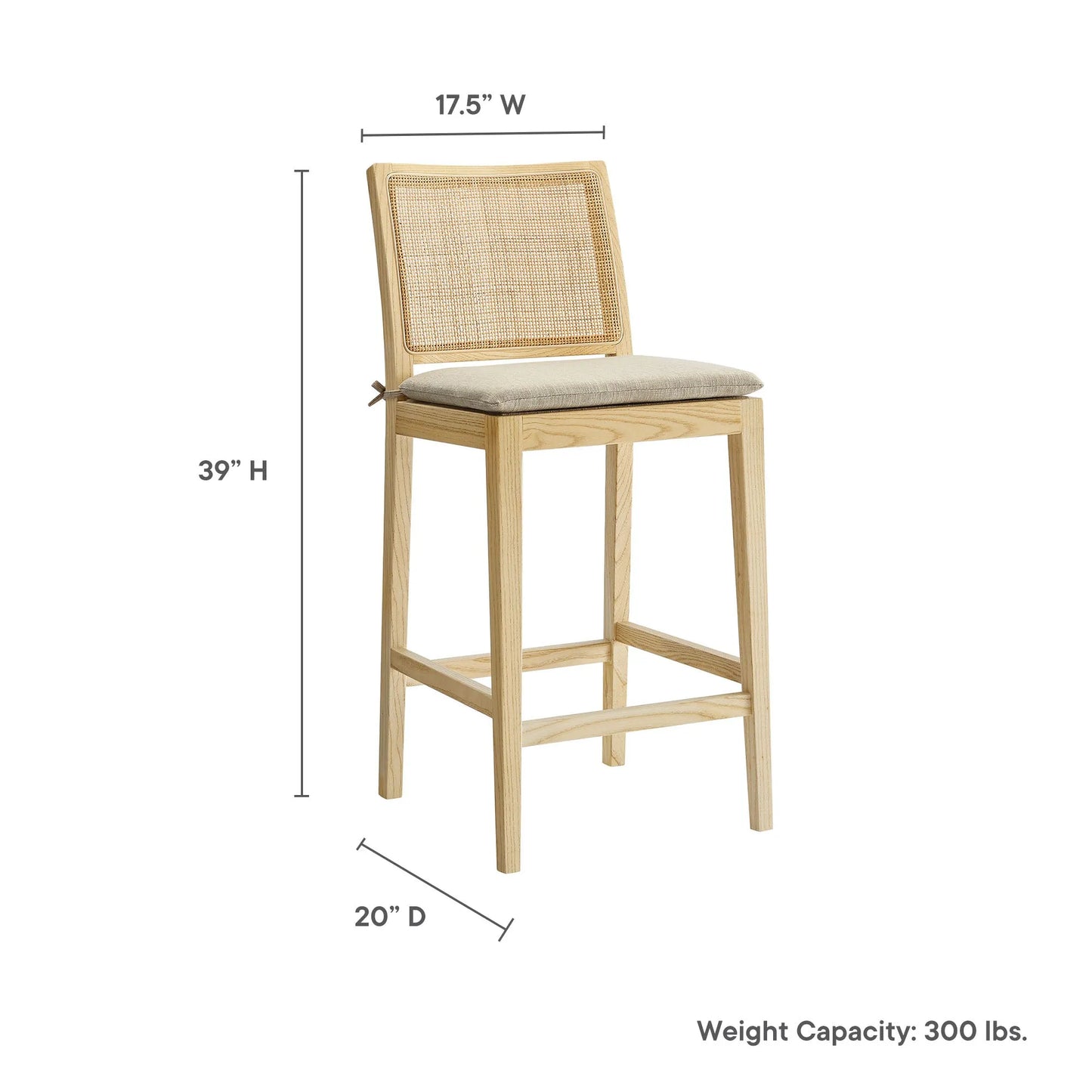 Ovard Wood and Rattan Counter Stool by Modway EEI-7290 FredCo