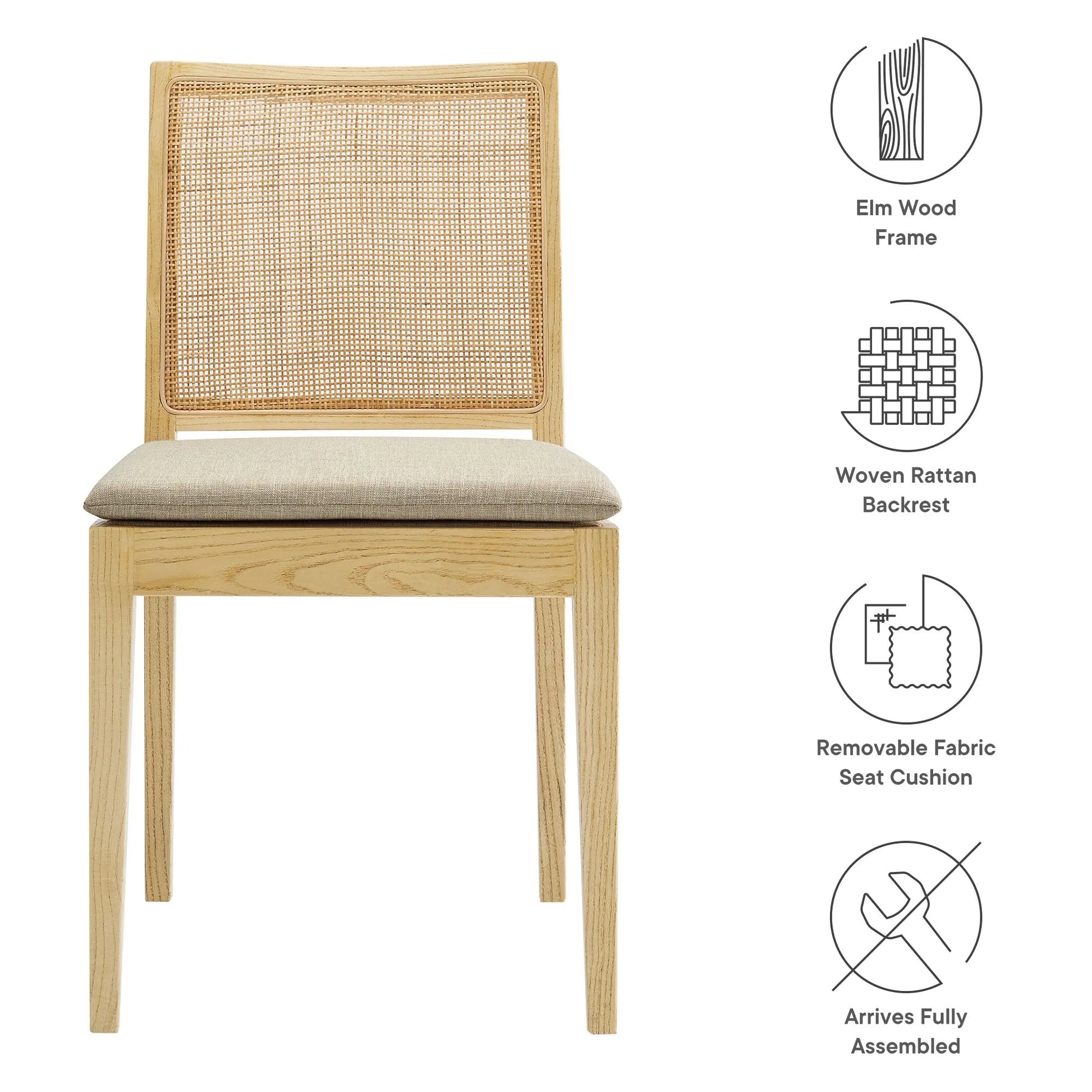 Ovard Wood and Rattan Dining Chair by Modway EEI-7288 FredCo