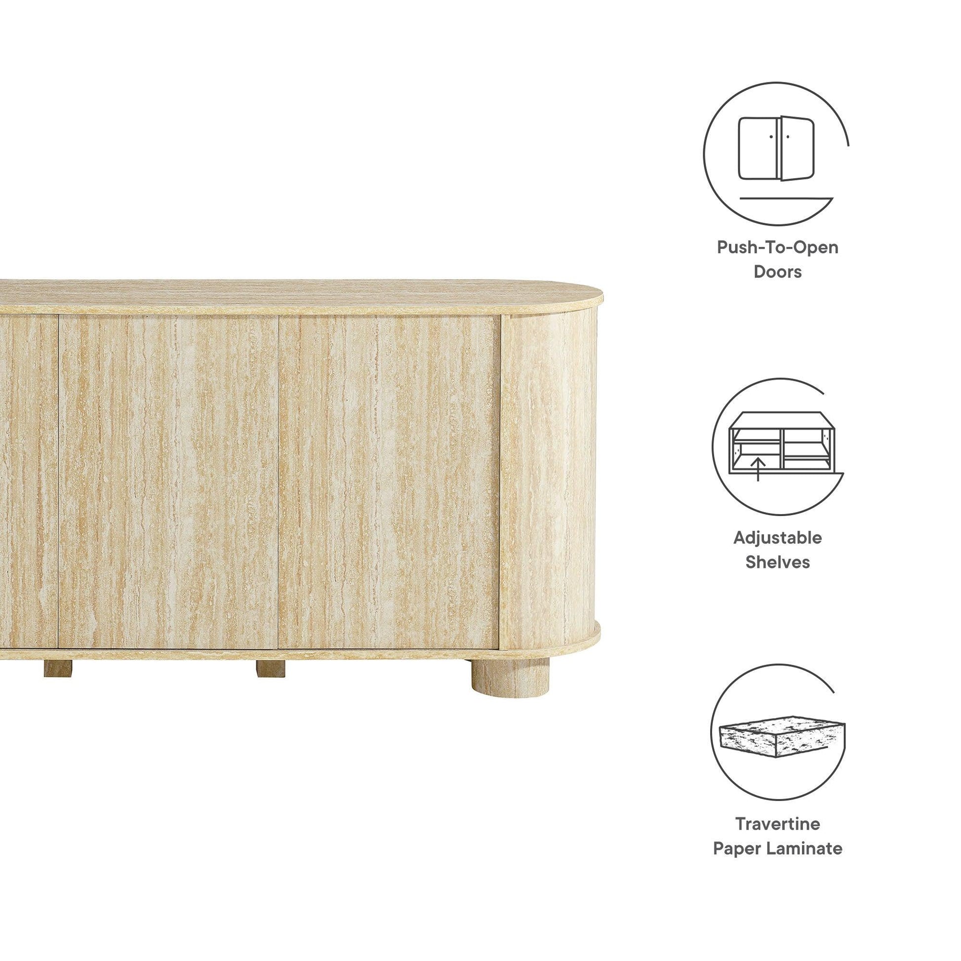 Overture 63” Oval Faux Travertine Sideboard by Modway FredCo