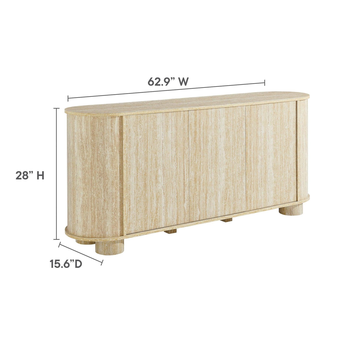 Overture 63” Oval Faux Travertine Sideboard by Modway FredCo