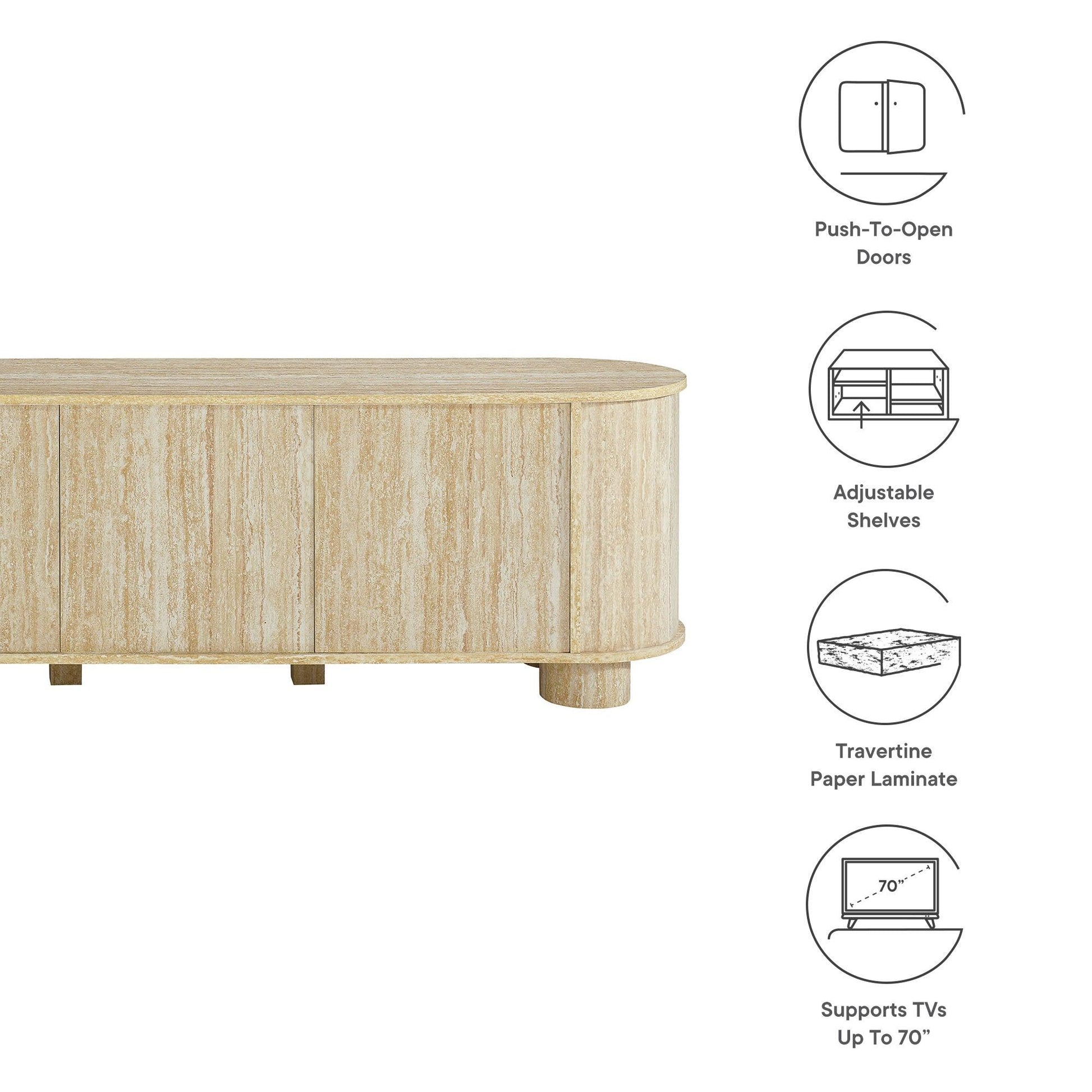 Overture 63” Oval Faux Travertine TV Stand by Modway FredCo