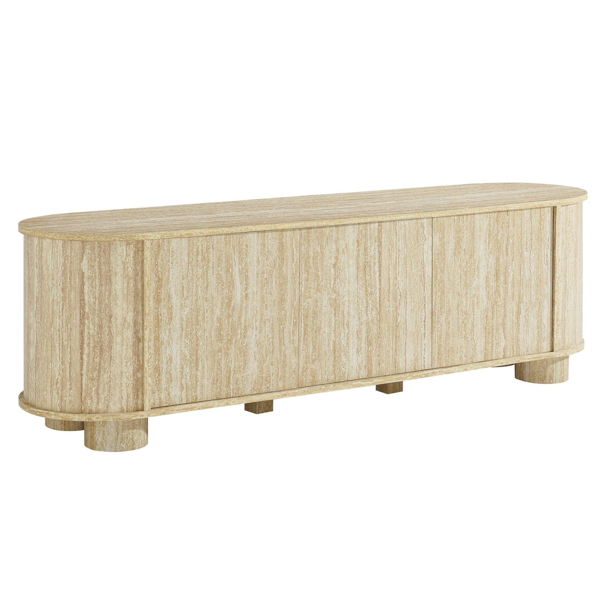 Overture 63” Oval Faux Travertine TV Stand by Modway FredCo