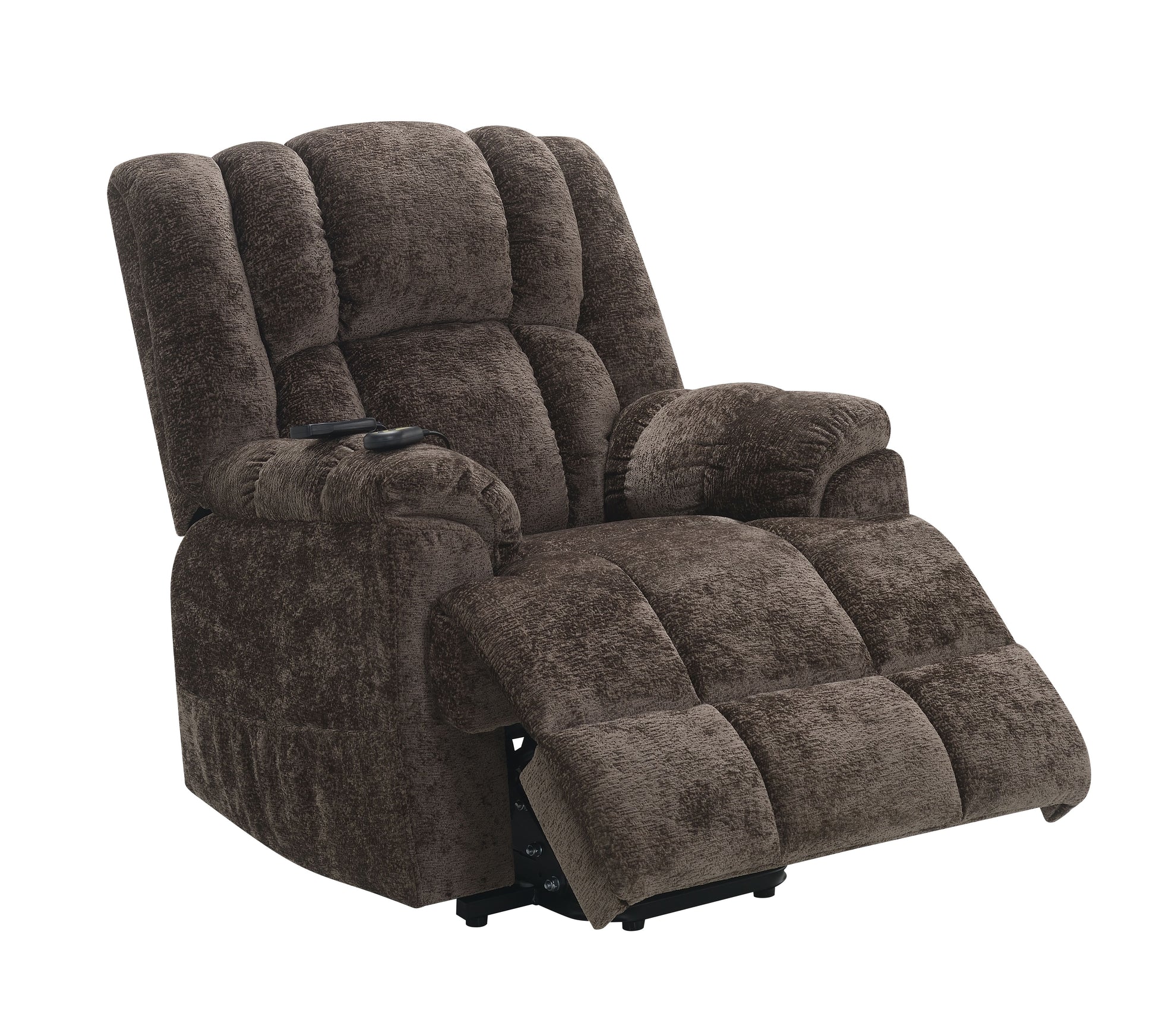 Pacay Brown Chenille Power Motion Recliner with Lift, Heating & Massage Function FredCo