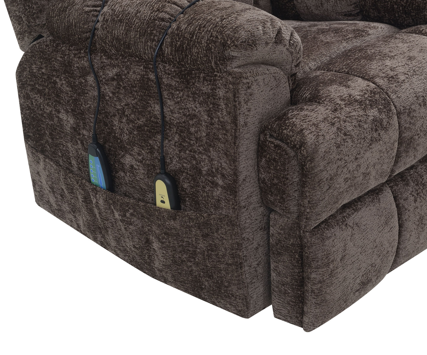 Pacay Brown Chenille Power Motion Recliner with Lift, Heating & Massage Function FredCo