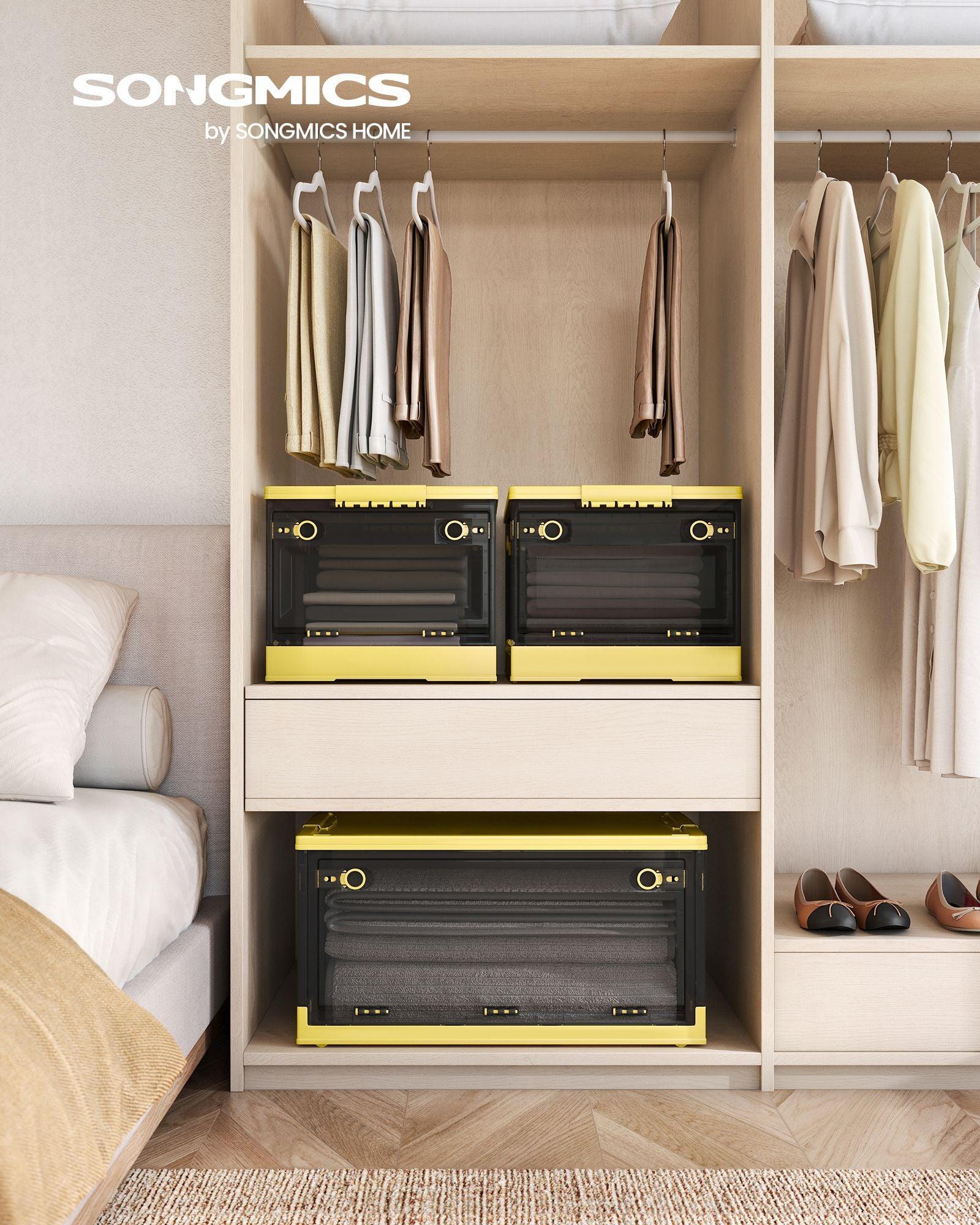 Pack of 1 Storage Bins 44L Yellow and Gray FredCo