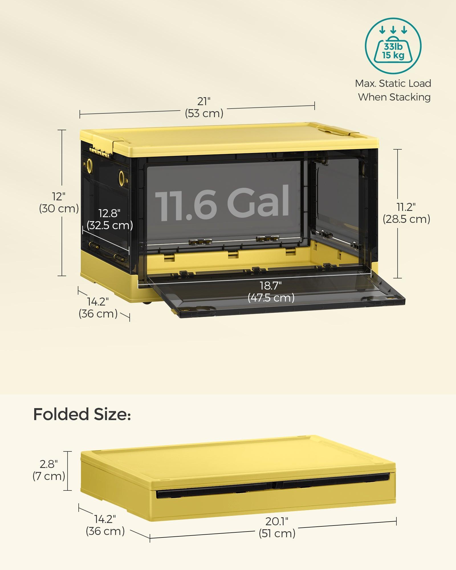 Pack of 1 Storage Bins 44L Yellow and Gray FredCo