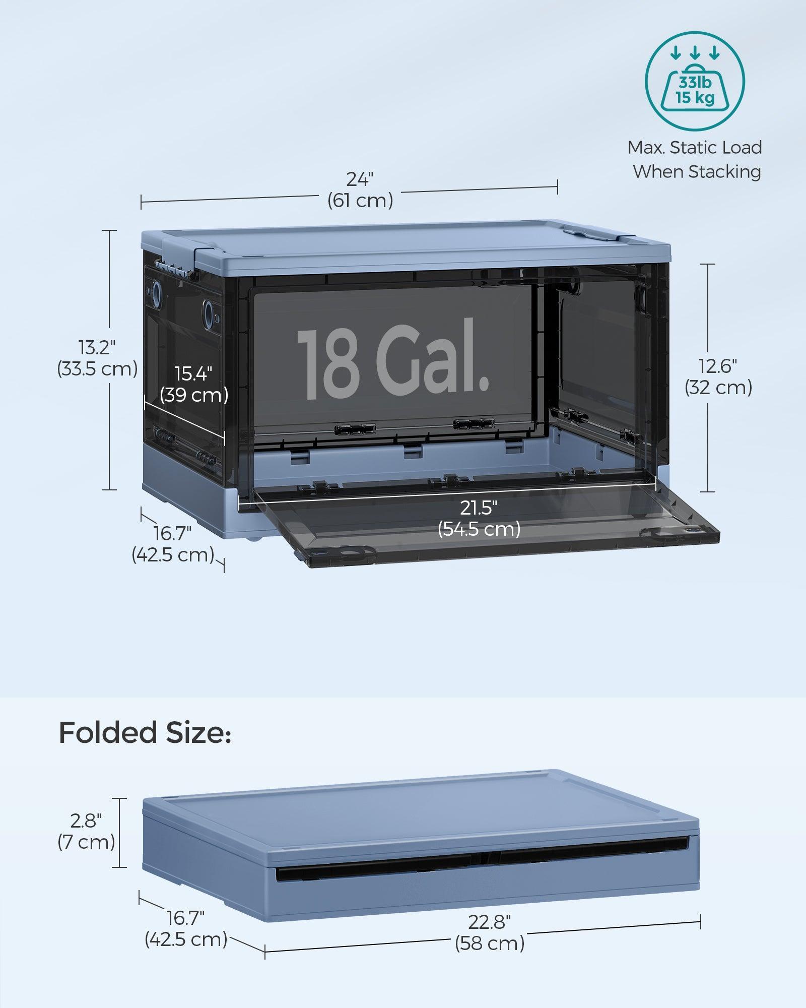Pack of 1 Storage Bins 68L Blue and Gray FredCo