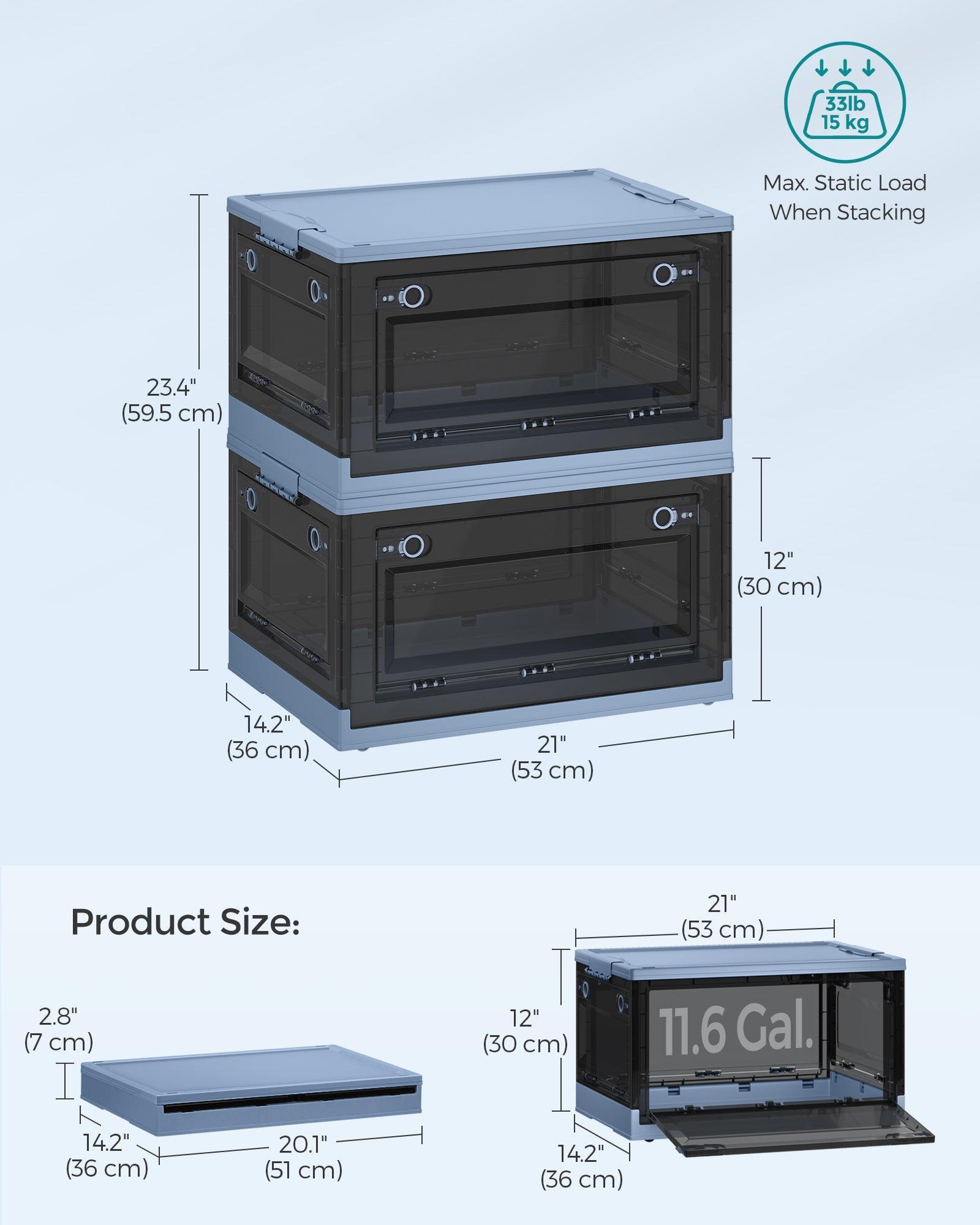 Pack of 2 Storage Bins 44L Blue and Gray FredCo