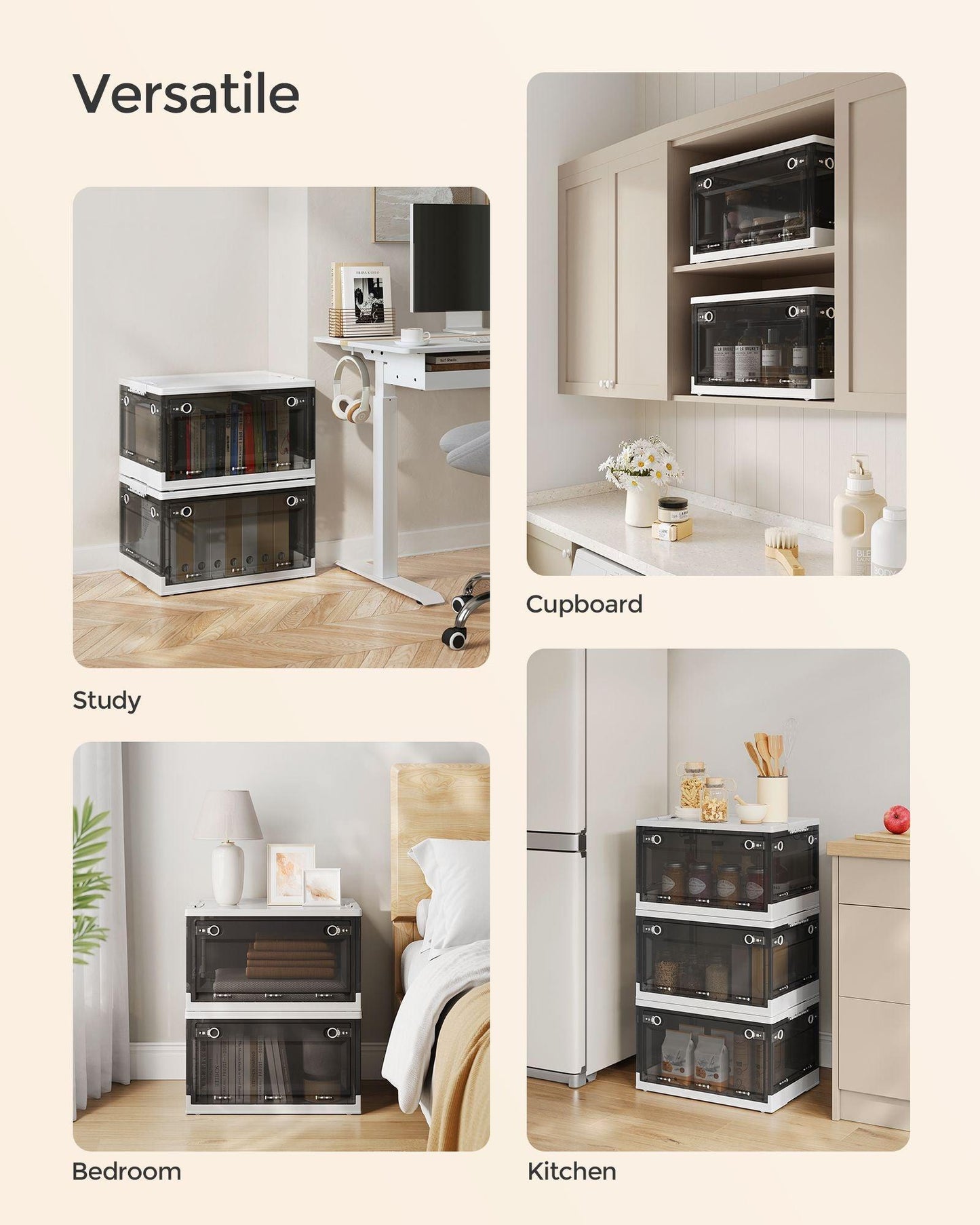 Pack of 2 Storage Bins 68L White and Gray FredCo