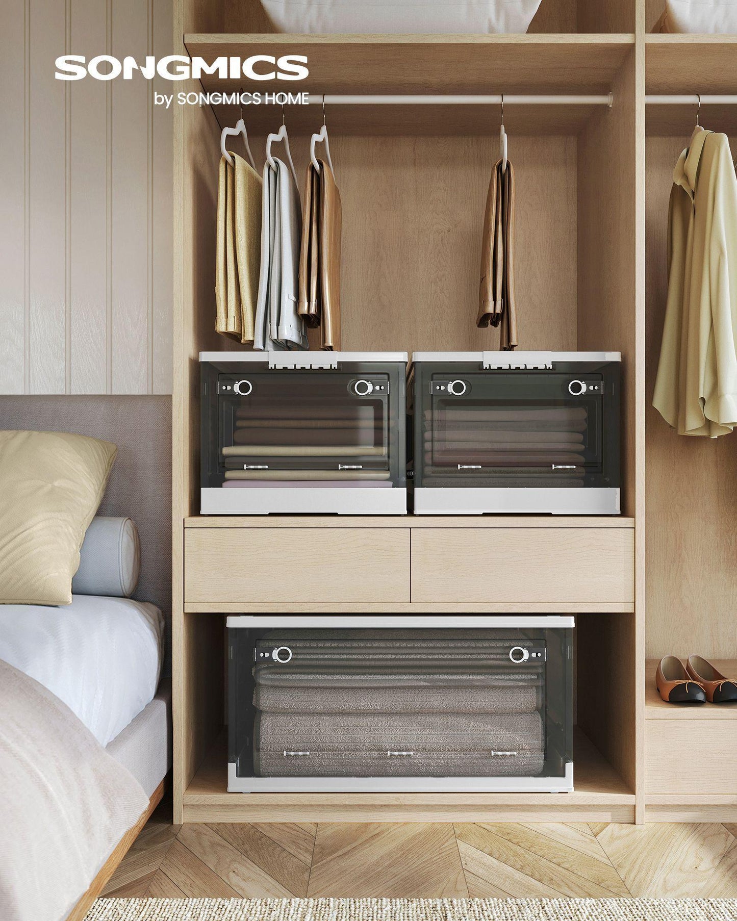 Pack of 2 Storage Bins 68L White and Gray FredCo