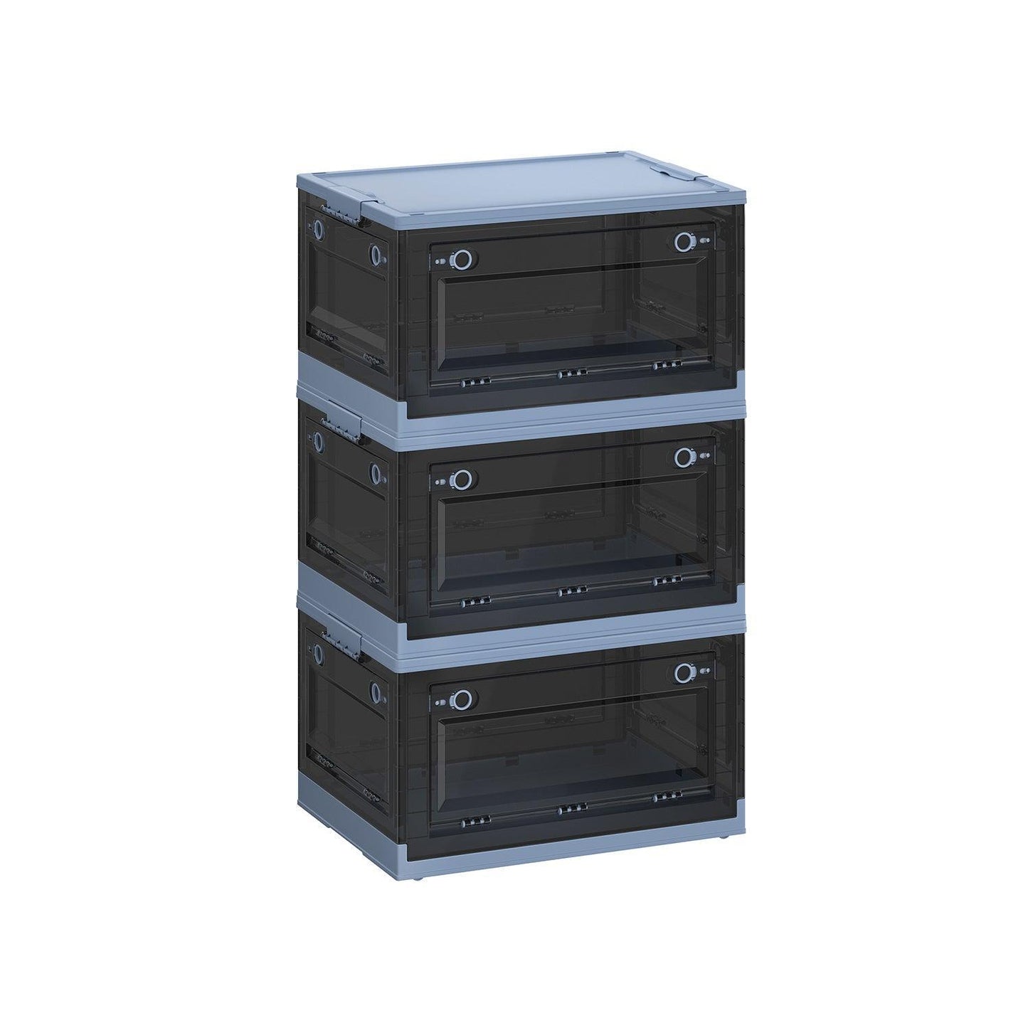 Pack of 3 Storage Bins 68L Blue and Gray FredCo