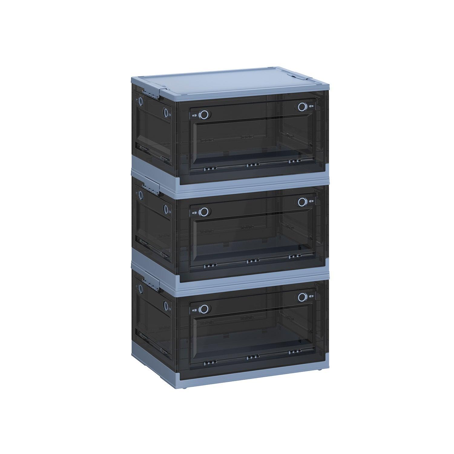 Pack of 3 Storage Bins 68L Blue and Gray FredCo