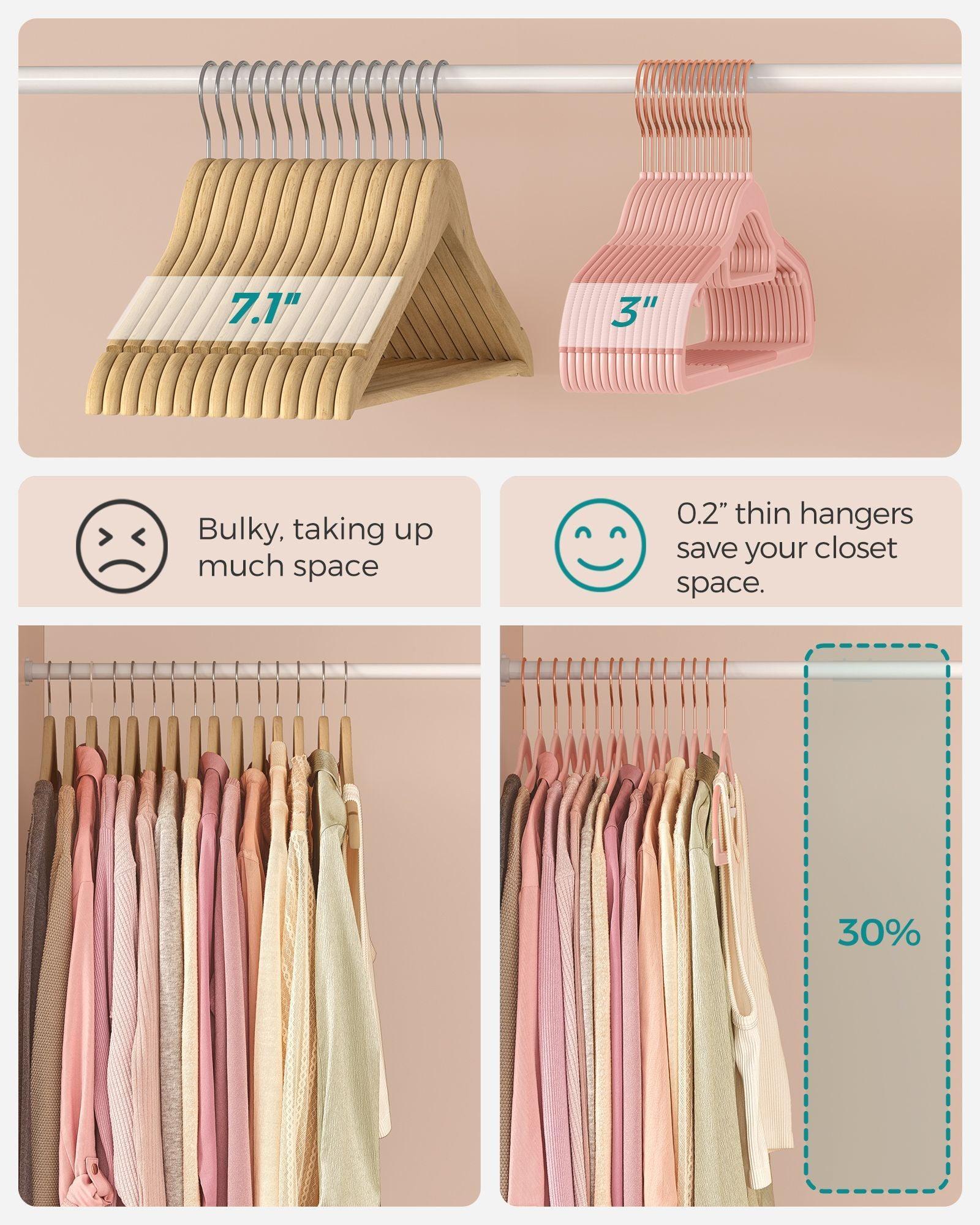 Pack of 50 Non-Slip Coat Hangers with360° Swivel Hook FredCo