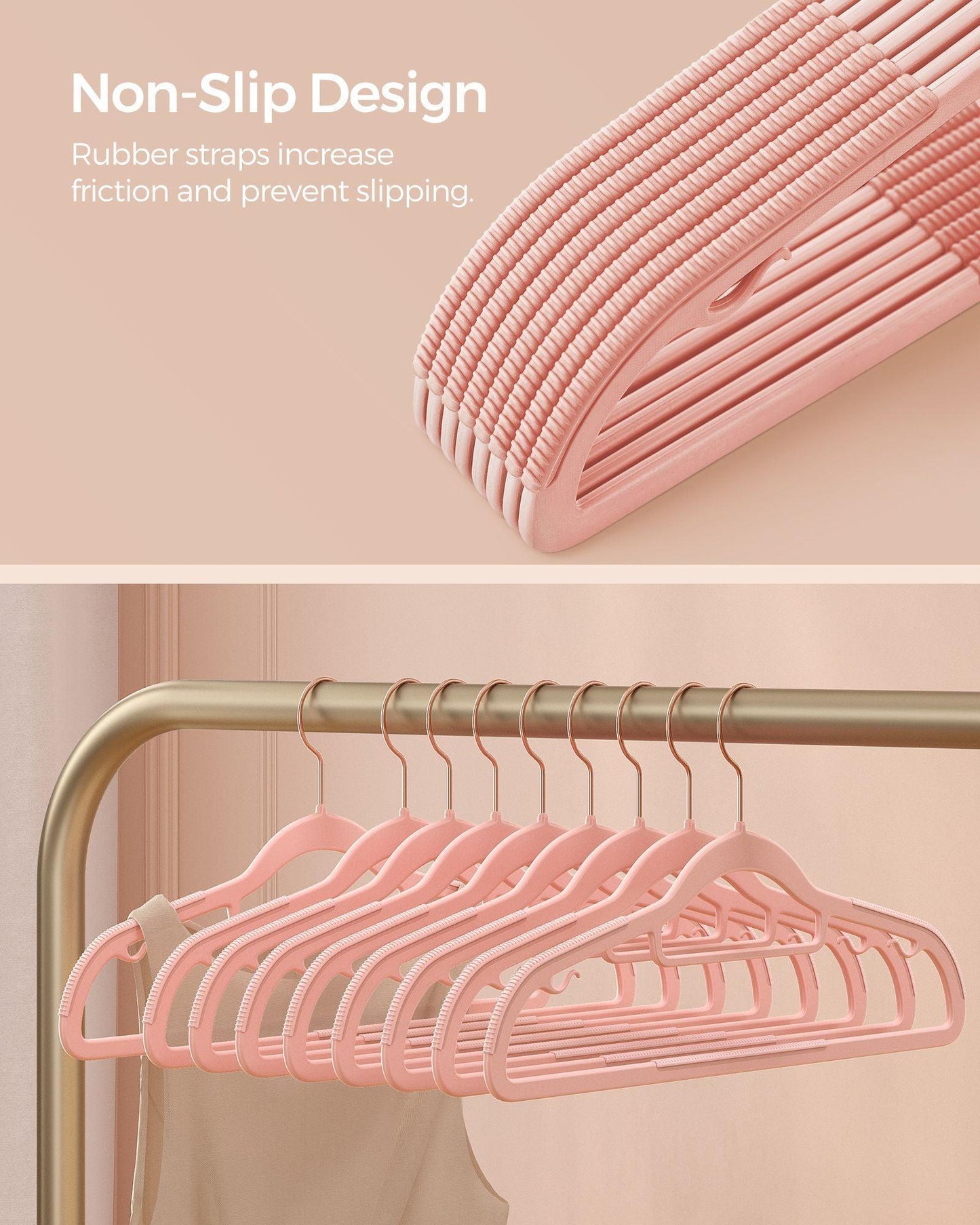 Pack of 50 Non-Slip Coat Hangers with360° Swivel Hook FredCo