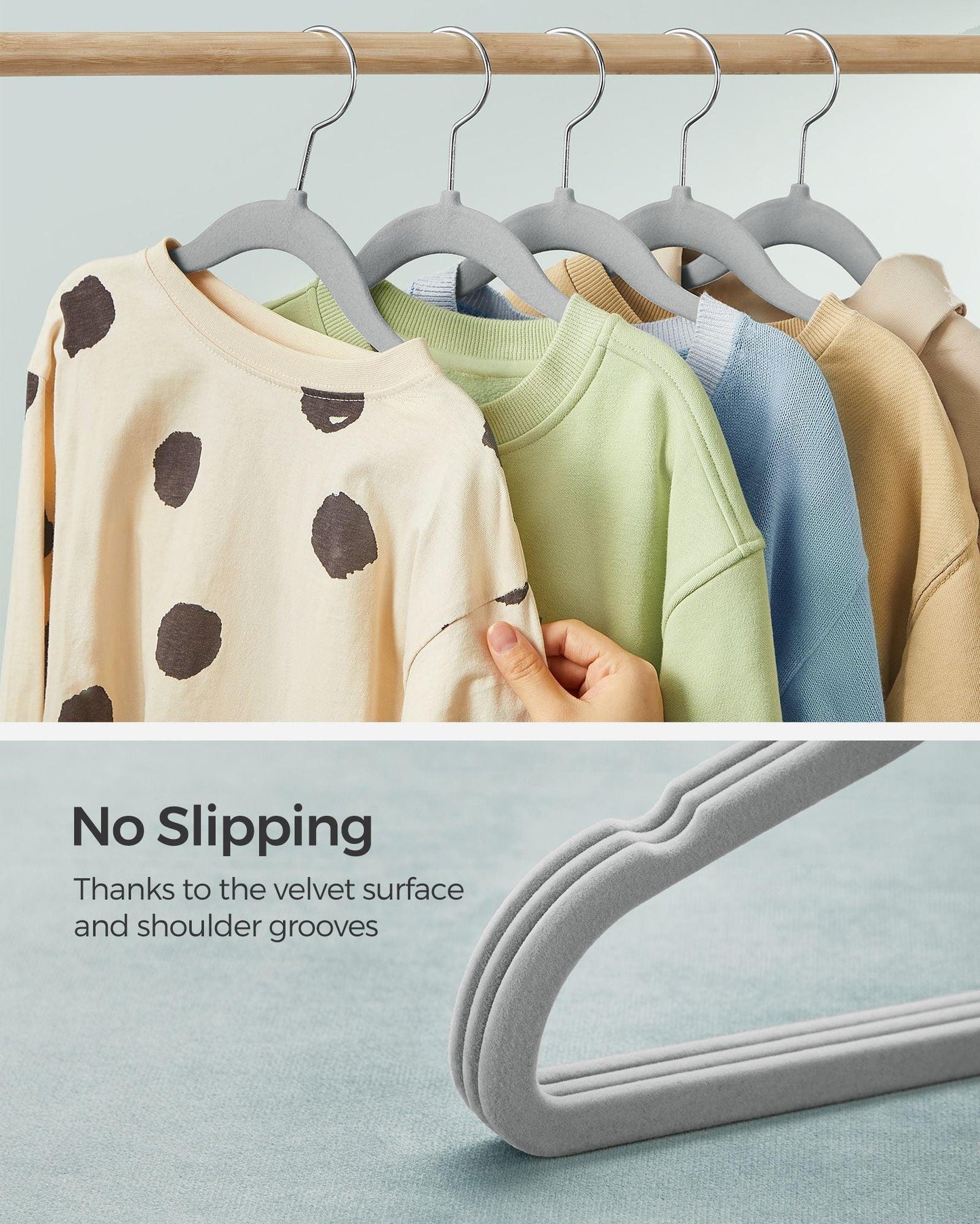 Pack of 50 Velvet Baby Hangers Dove Gray FredCo