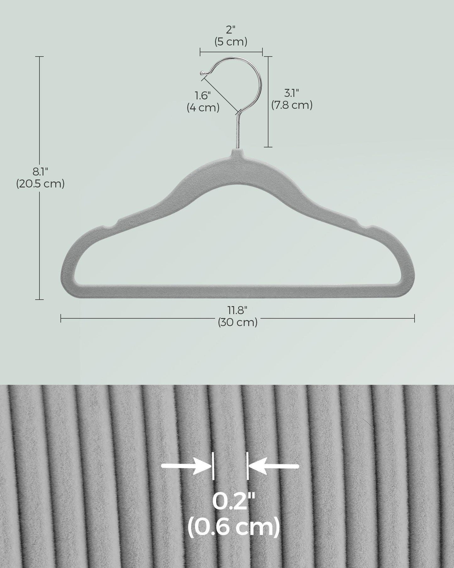 Pack of 50 Velvet Baby Hangers Dove Gray FredCo