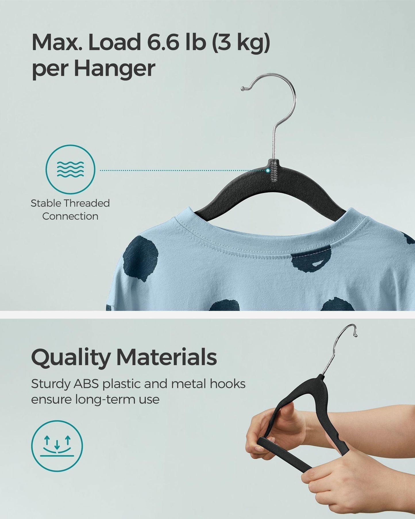 Pack of 50 Velvet Baby Hangers Ink Black FredCo