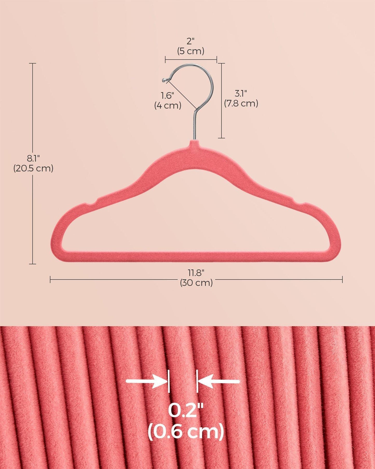 Pack of 50 Velvet Baby Hangers Strawberry Red FredCo