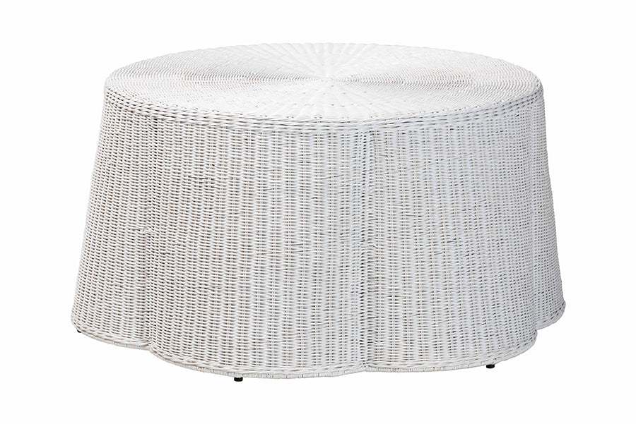 Palm Scalloped Natural Rattan Coffee Table FredCo