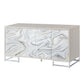Panos White Marcle Paint & Chrome Finish Console Cabinet FredCo