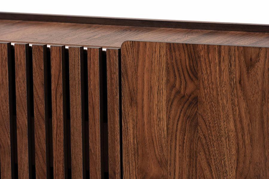 Paricia Mid-Century Modern Walnut Brown Finished Wood Shoe Cabinet FredCo