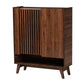 Paricia Mid-Century Modern Walnut Brown Finished Wood Shoe Cabinet FredCo
