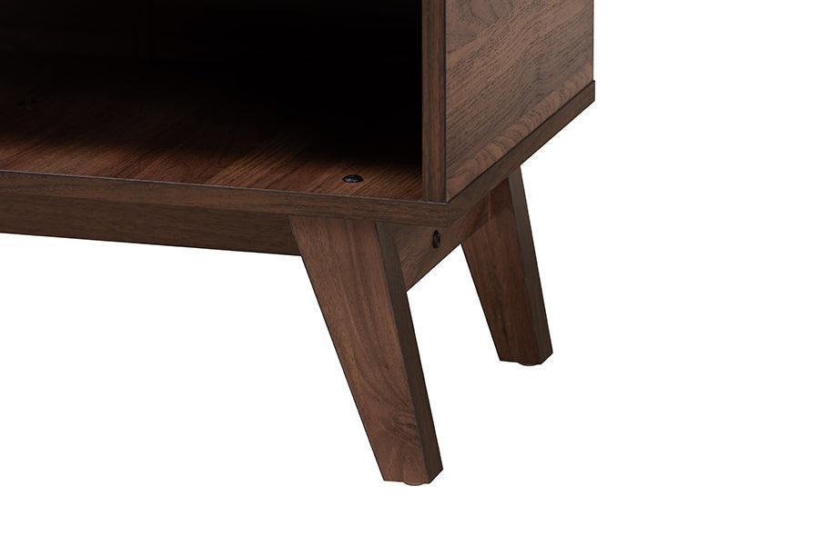Paricia Mid-Century Modern Walnut Brown Finished Wood Shoe Cabinet FredCo